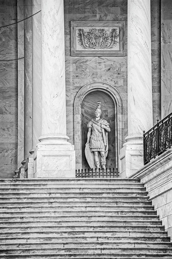US Capitol War Statue BW Photograph by Susan Candelario
