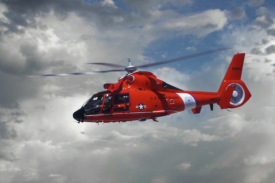 U.S. Coast Guard HH-65 Air Sea Rescue Helicopter Photograph by Erik Simonsen
