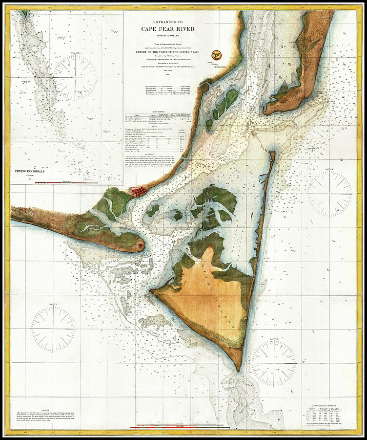 US Coast Survey Map of Cape Fear River North Carolina 1866 Photograph ...