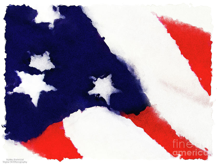 US Flag 1 - Digital Effect Mixed Media by Debbie Portwood