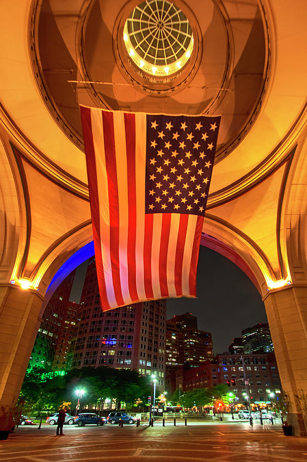 US Flag - Boston Harbor Hotel - Boston Photograph by Joann Vitali