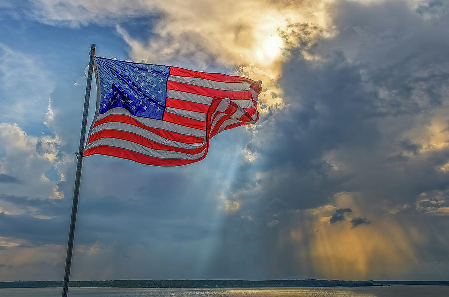 US Flag during Storm Approach Photograph by Steve Rich - Pixels