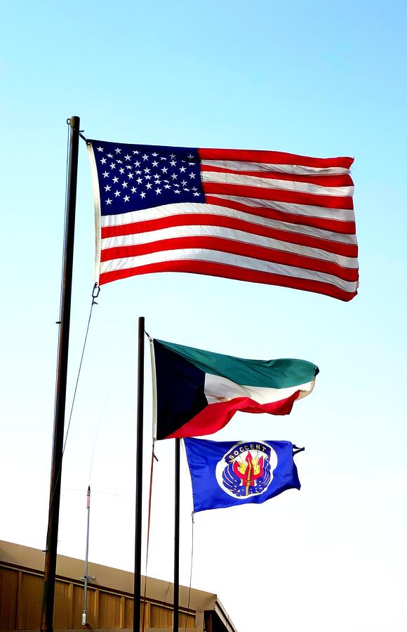 US Flag, Kuwaiti Flag, SOCCENT Flag Photograph by Arthur Swartwout - Pixels