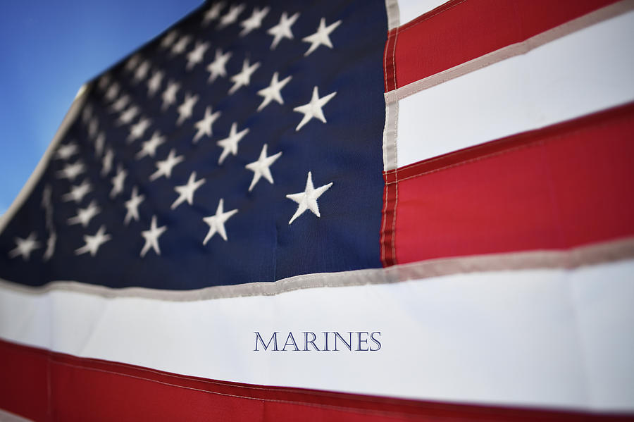 US Flag MARINES Text Photograph by Laura Fasulo