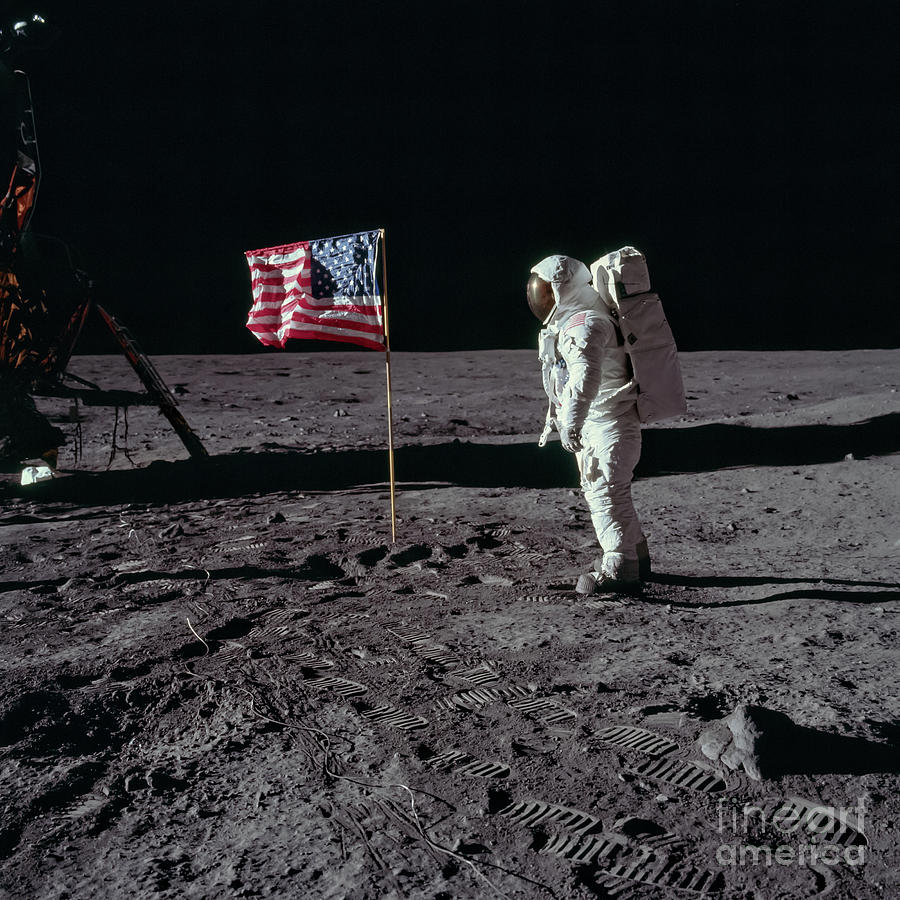 Us Flag On The Moon Courtesy Of Nasa 