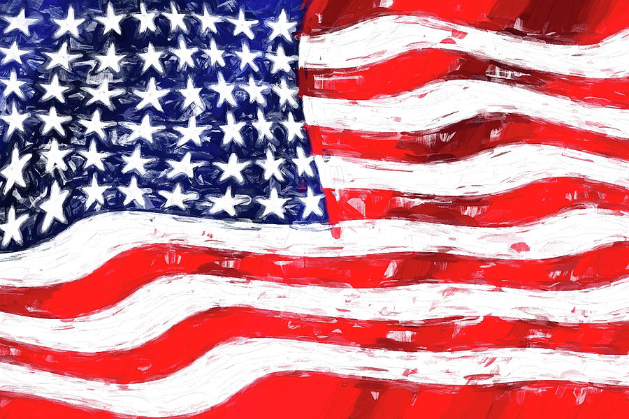 Us Flag Painted Photograph