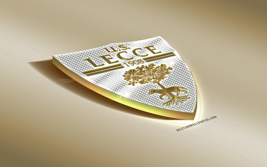 US Lecce Italian Football Club Golden Silver Logo Lecce Italy Serie B ...