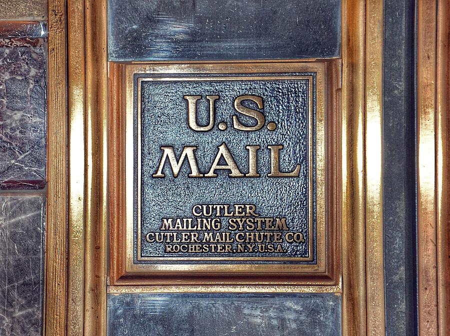 U.S. Mail Chute inside the Empire State Building, New York - Retro Photograph by Marianna Mills