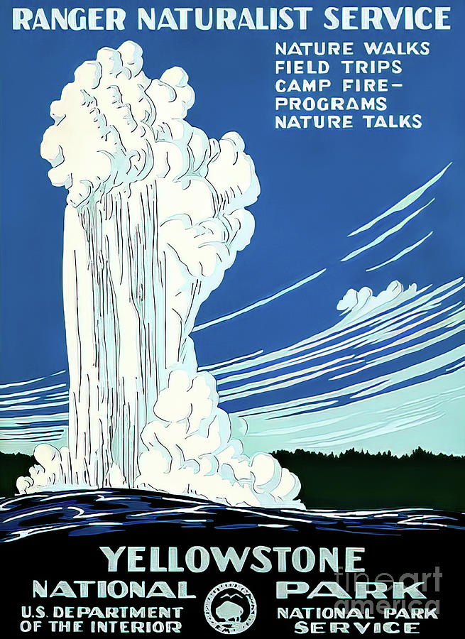 Us National Parks Vintage Yellowstone Travel Poster 1938 Drawing
