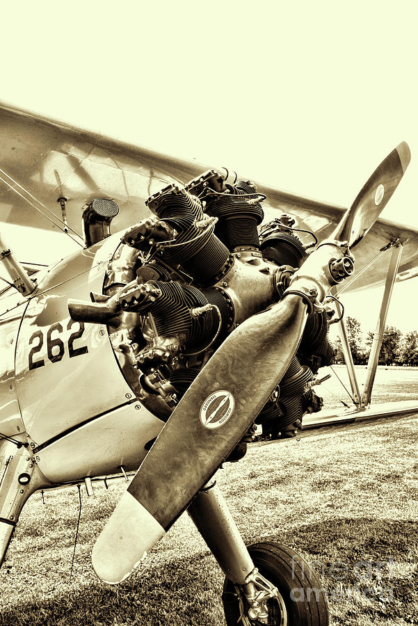 Transportation Photograph - US Naval Plane The Yellow Peril in retro sepia by Paul Ward
