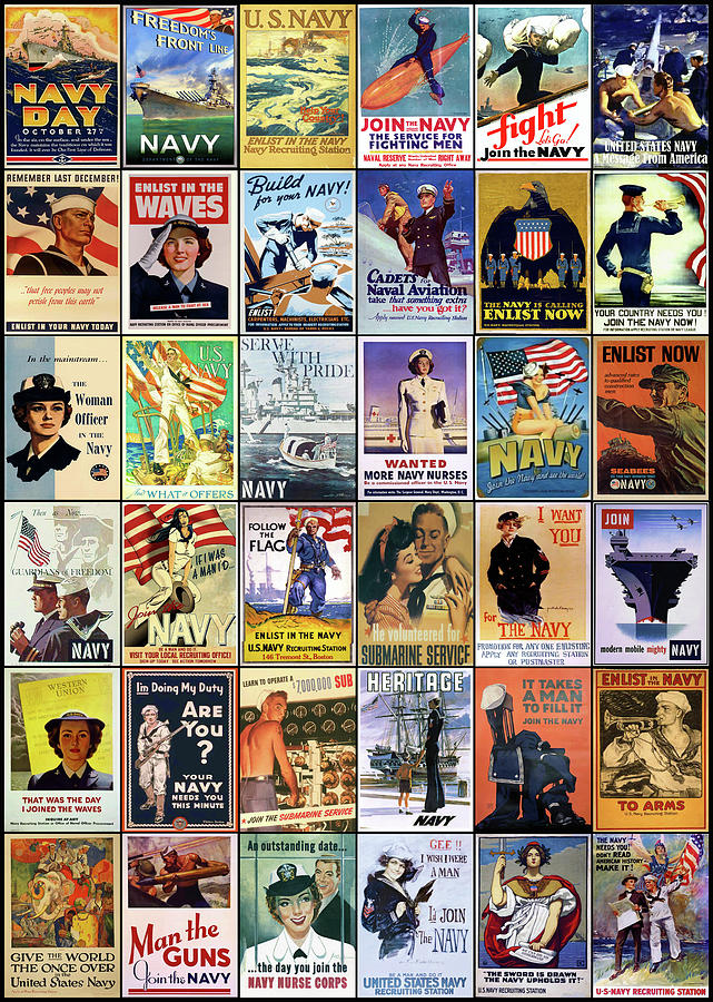 Us Navy Recruiting Posters Mixed Media by Pheasant Run Gallery