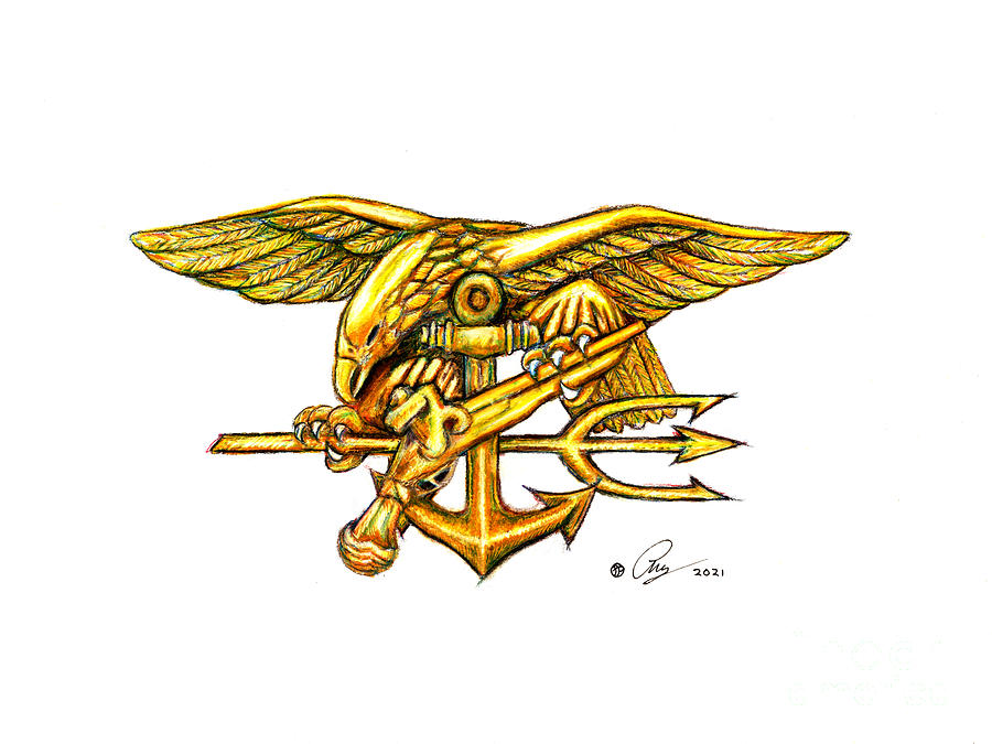 Us Navy Seal Trident Insignia Drawing By Arturo Perez Pixels