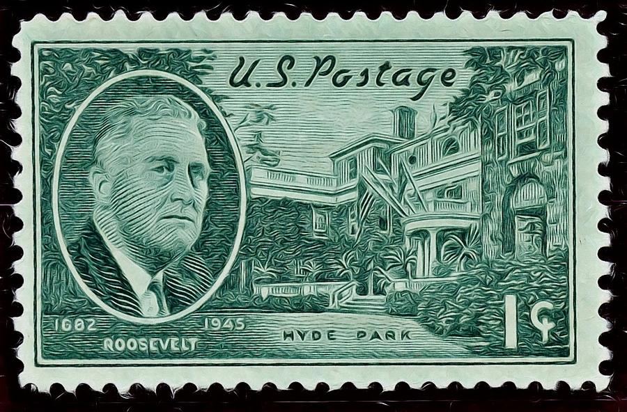 U.s. Postage Franklin D. Roosevelt 1 Cent Stamp Featuring Hyde Park ...