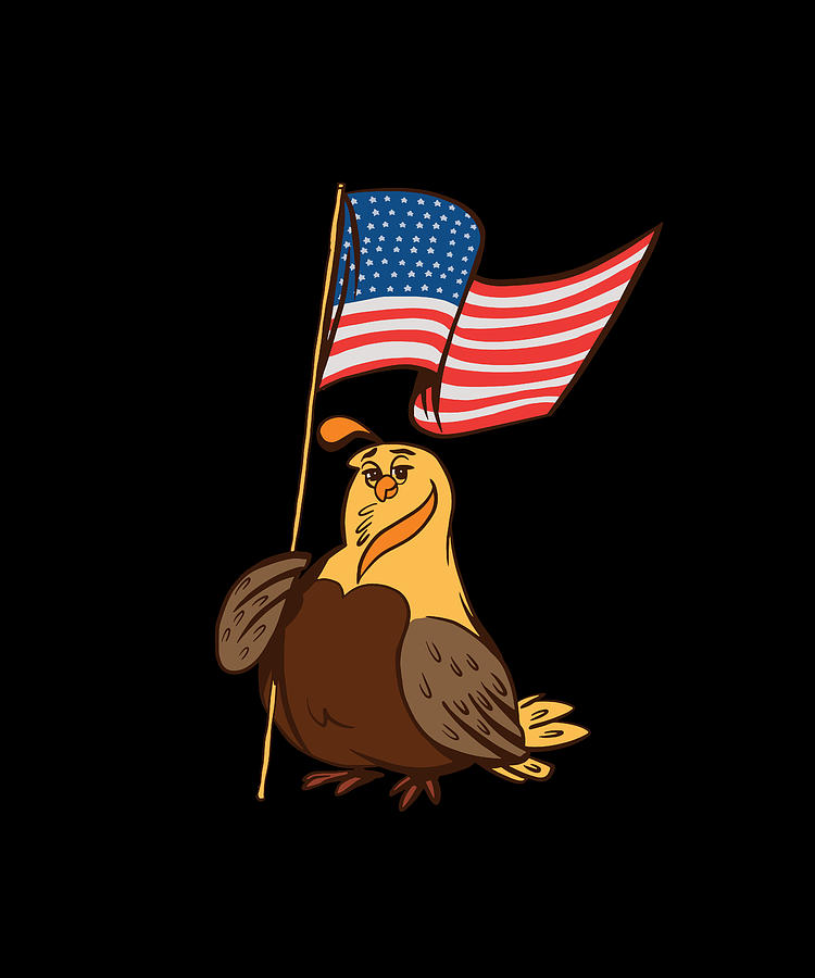 US Quail patriot with banner cute cartoon quail Digital Art by Norman W -  Pixels