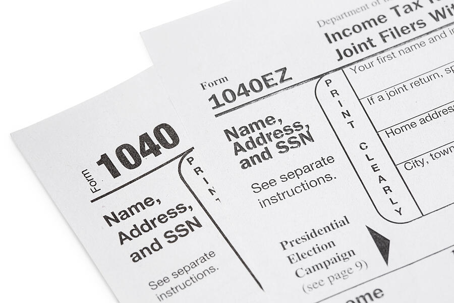 U.S. Tax Forms 1040 and 1040EZ Photograph by Duckycards