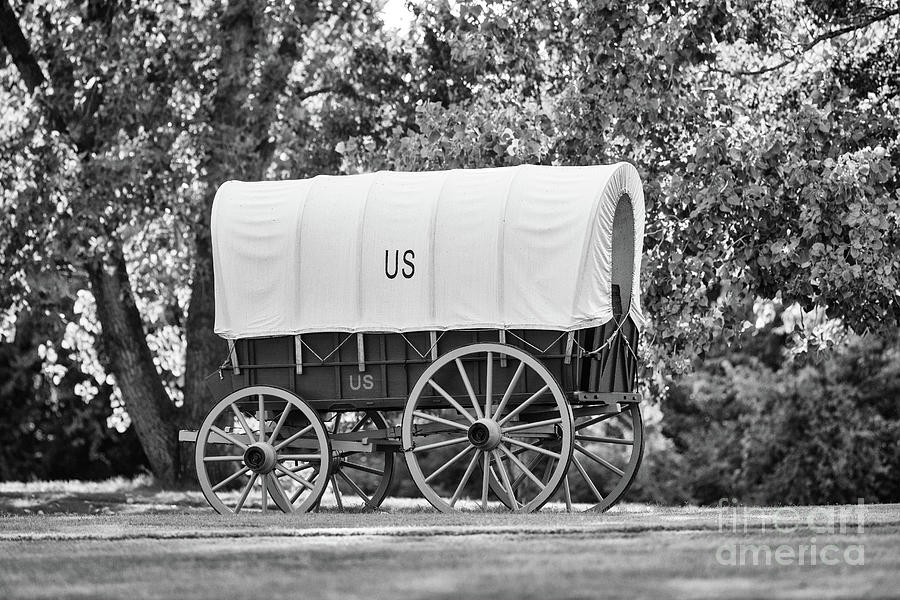 US Wagon at Fort Smith - BW Photograph by Scott Pellegrin