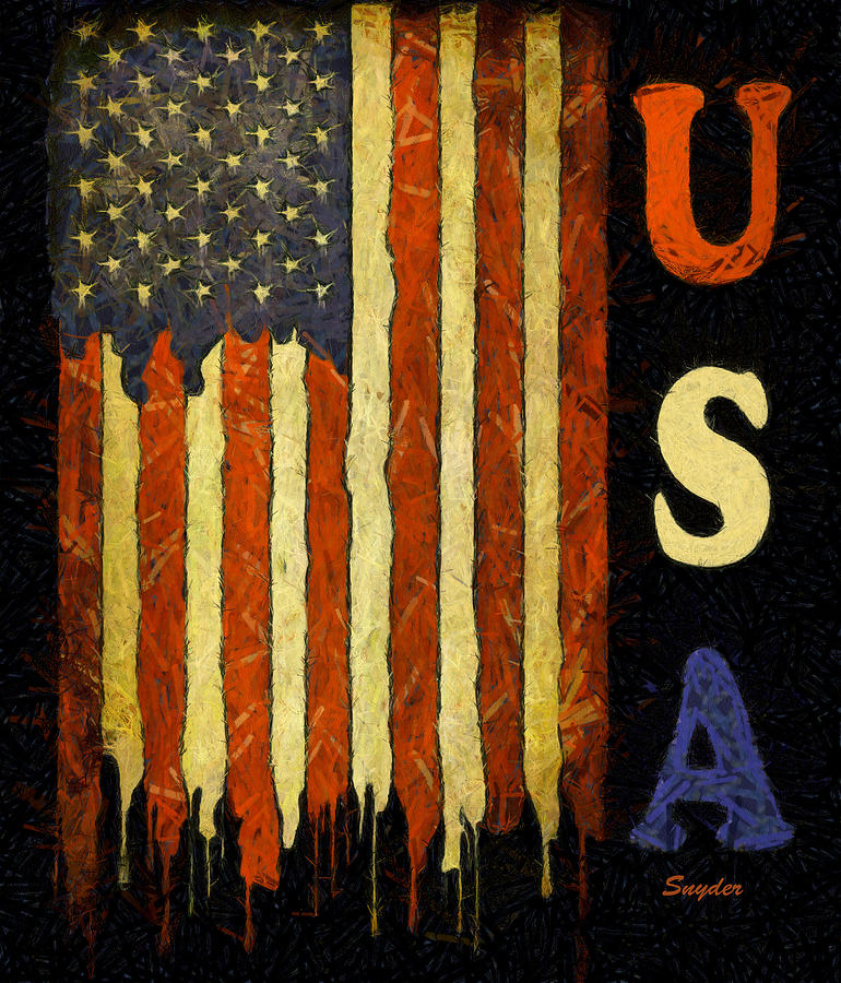 USA American Flag in Dripping Paint Digital Art by Floyd Snyder