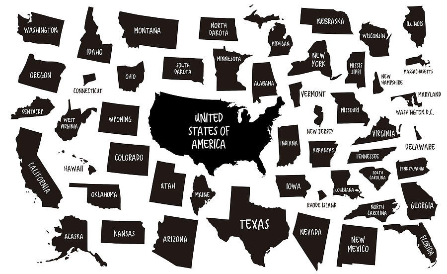 USA and 50 States Maps Drawing by Chokkicx