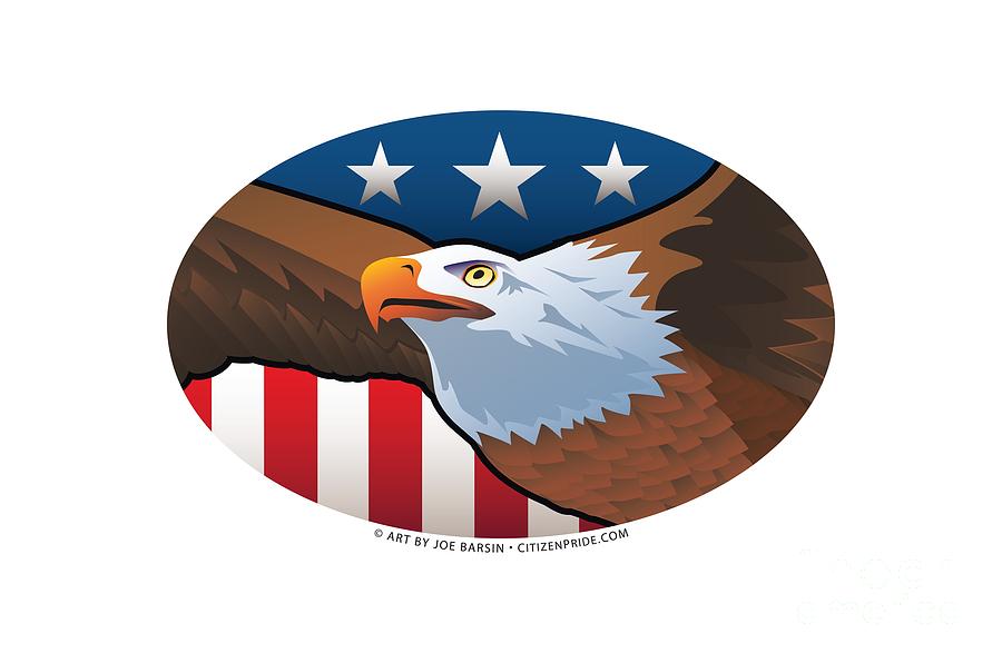 Eagle Digital Art - USA Bald Eagle Oval by Joe Barsin