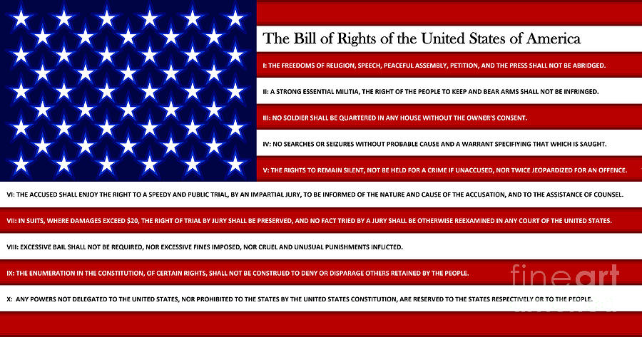 USA Bill of Rights Flag Digital Art by Samantha Geernaert