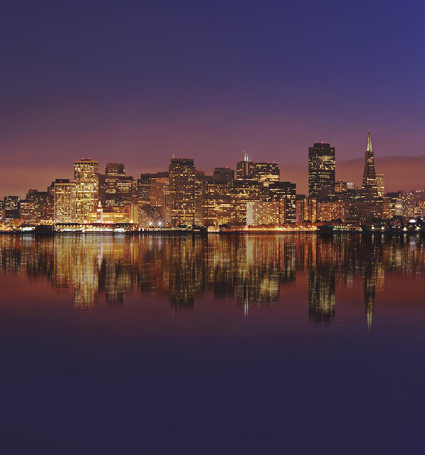 USA, California, San Francisco, city skyline, dusk (Digital Composite) Photograph by Adam Jones
