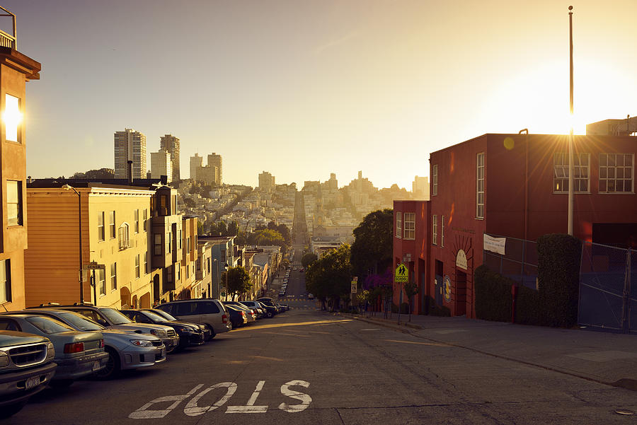 USA, California, San Francisco, view along Filbert Street on Russian Hill in evening light Photograph by Westend61