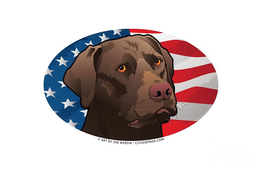 Labrador Retriever Digital Art - USA Chocolate Lab Oval by Joe Barsin
