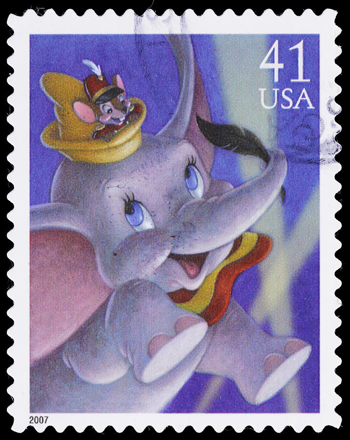 USA Dumbo and Timothy Q. Mouse postage stamp Photograph by PictureLake