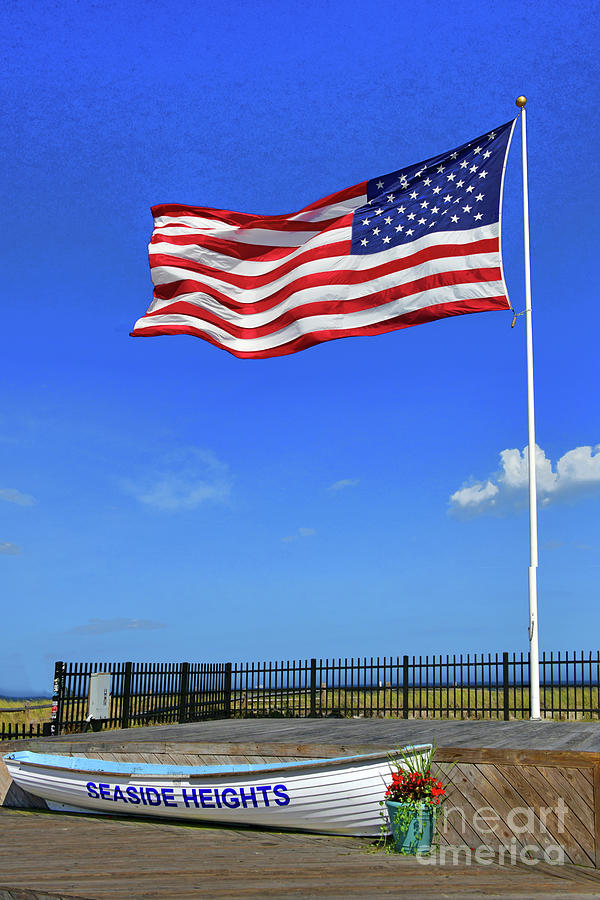 Usa Flag At Seaside Heights Boardwalk Photograph