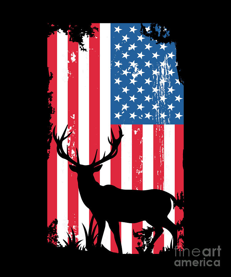 USA Flag Deer Hunting Hunter Hunt Shooting Gift by Thomas Larch
