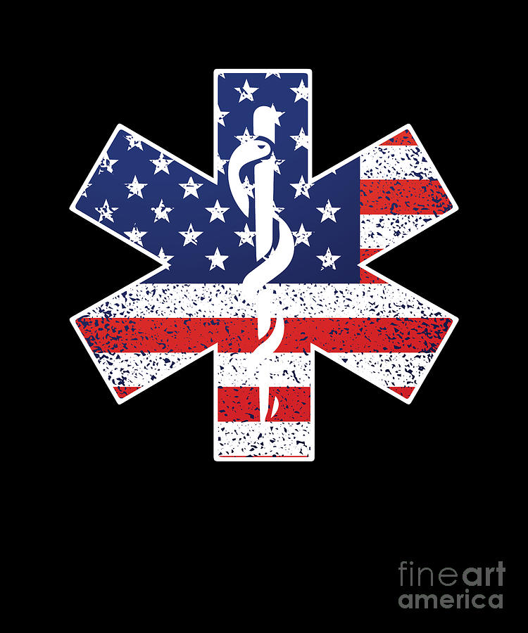 USA Flag EMT Paramedic Caduceus Doctor Nurse EMS Ambulance Gift by Thomas  Larch