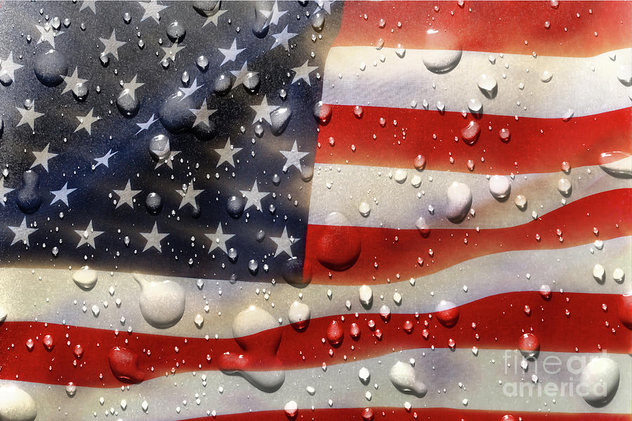 USA flag with water drops Photograph by Simon Bratt