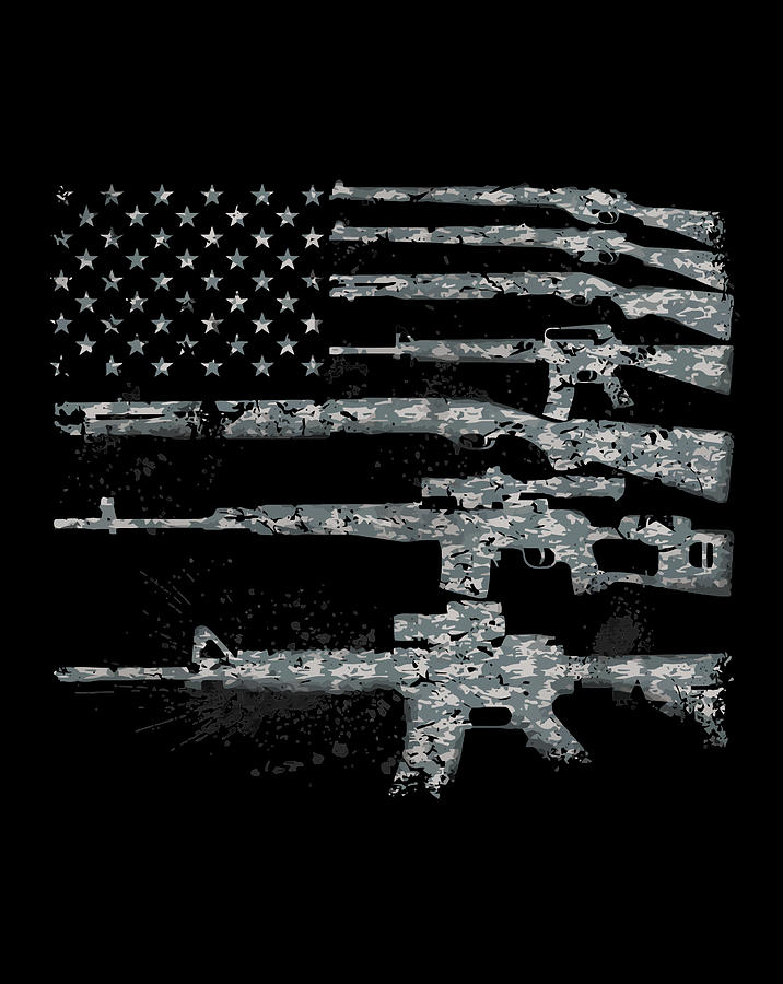 USA Guns Weapons Rifles Flag Digital Camo Gift Digital Art by Frank Nguyen