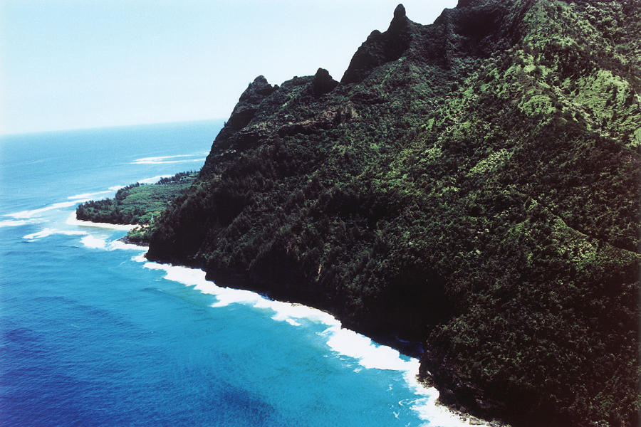 USA, Hawaii, Kauai, mountainous coastline, aerial view Photograph by Dex Image