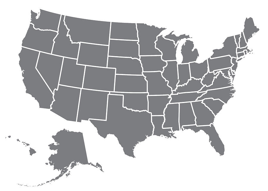 USA Map Silhouette Drawing by Bortonia