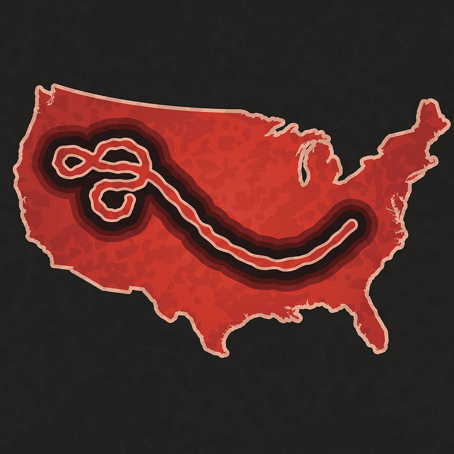 USA Map with Ebola Virus Overlay Drawing by Bortonia