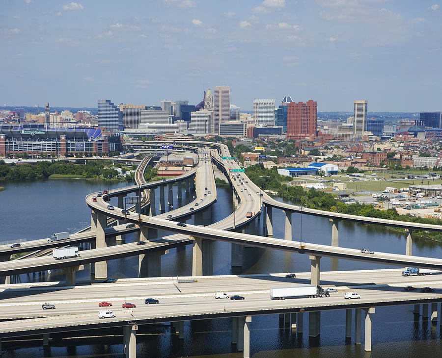 USA, Maryland, Baltimore, elevated highway interchange Photograph by Greg Pease