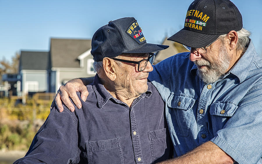 USA Military War Veteran Two Generation Family Senior Men Photograph by Willowpix USA Military War Veteran Two Generation Family Senior Men Photograph by Willowpix