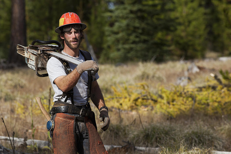 USA, Montana, Lakeside, portrait of lumberjack Photograph by Noah Clayton
