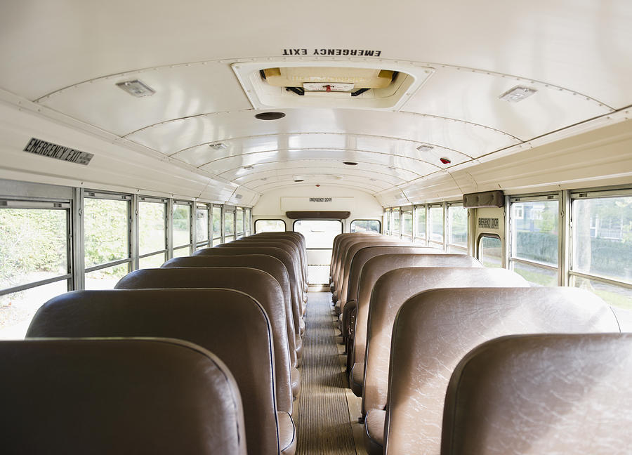 USA, New Jersey, Montclair, Interior of school bus Photograph by Jamie Grill