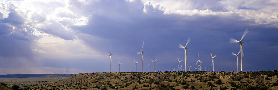USA, New Mexico, near Fort Sumner, wind generators on mesa Photograph by Timothy Hearsum