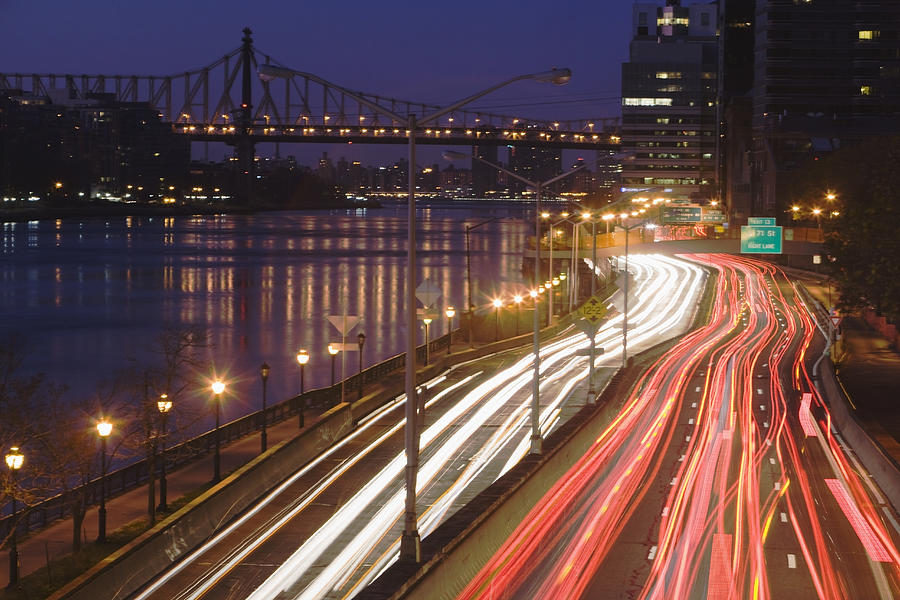USA, New York state, New York city, vehicle lights Photograph by Fotog
