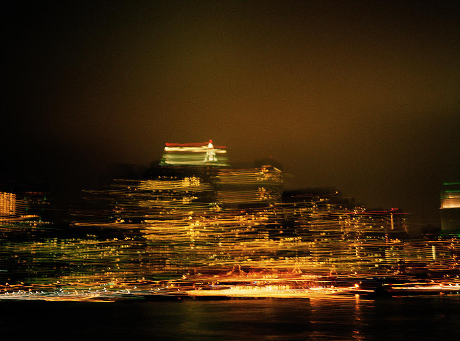 USA, New York, view of Manhattan at night (long exposure) Photograph by Microzoa
