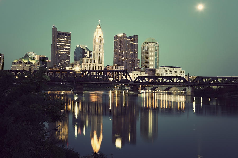 USA, Ohio, Cleveland, Cityscape at night Photograph by Henryk Sadura