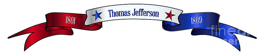Usa Red White And Blue Thomas Jefferson Ribbon Banner Digital Art
