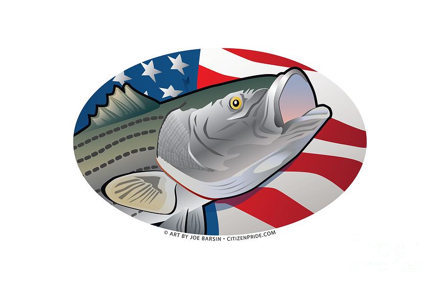 Usa Rockfish Striped Bass Oval Digital Art by Joe Barsin