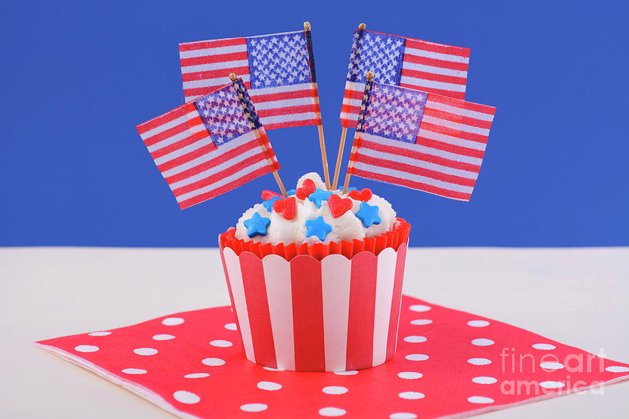 USA theme cupcake Photograph by Milleflore Images