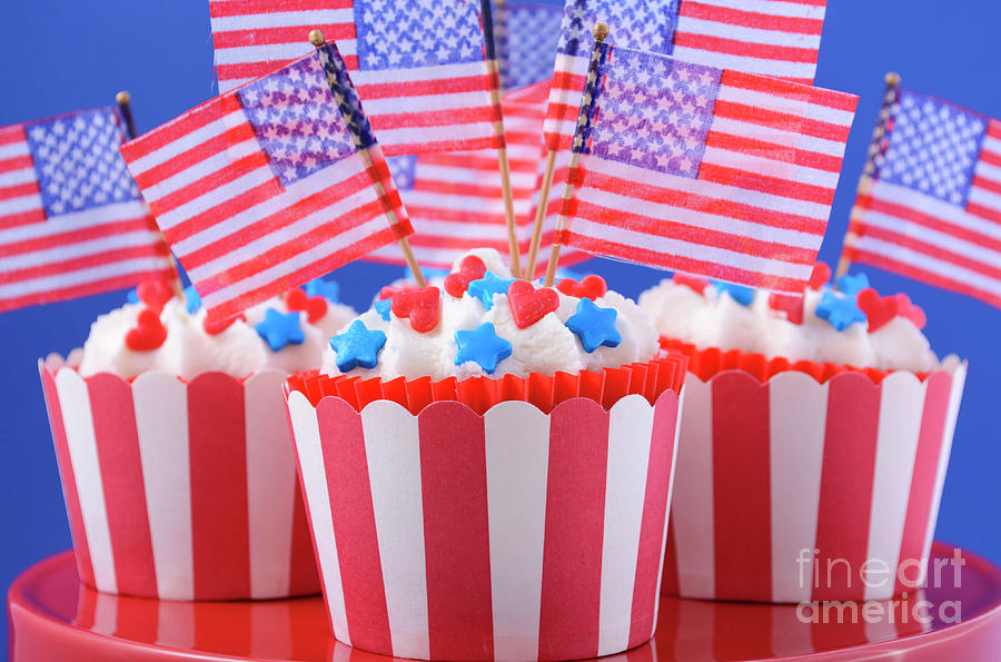 USA theme cupcakes Photograph by Milleflore Images