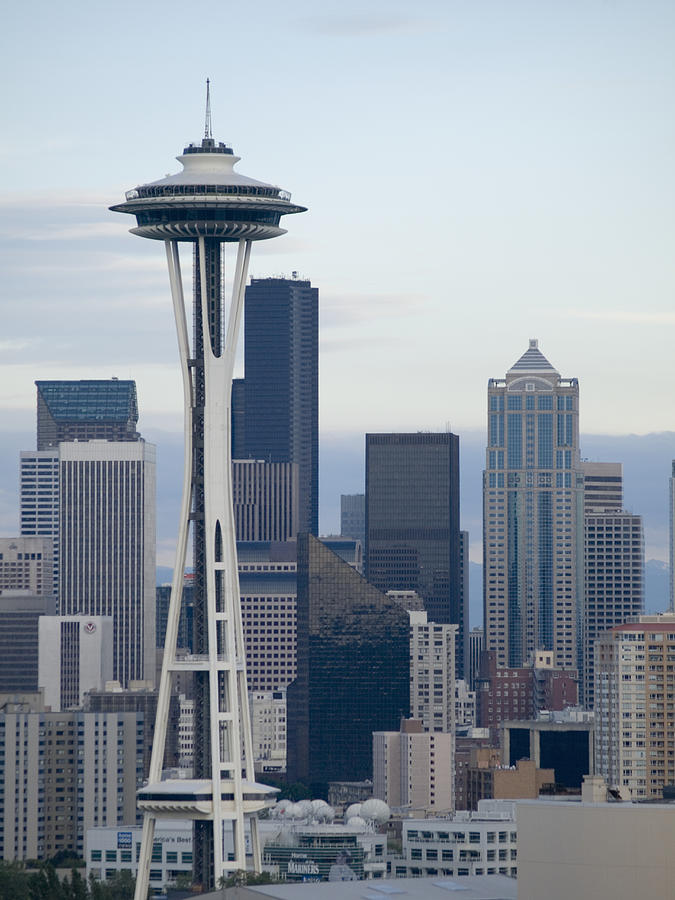 USA, Washington, Seattle skyline with Space Needle Photograph by David H. Wells