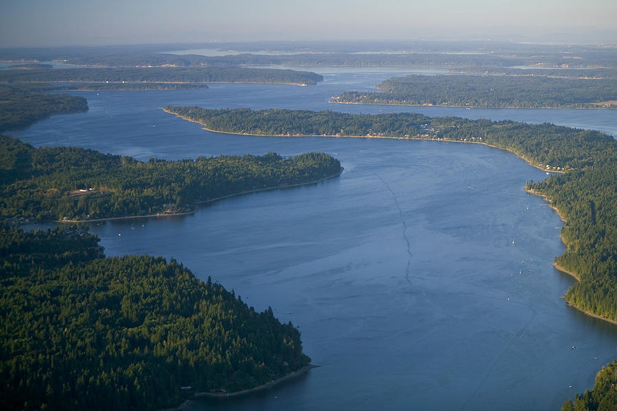 USA, Washington, Thurston County, south Puget Sound, aerial view Photograph by Ann Manner